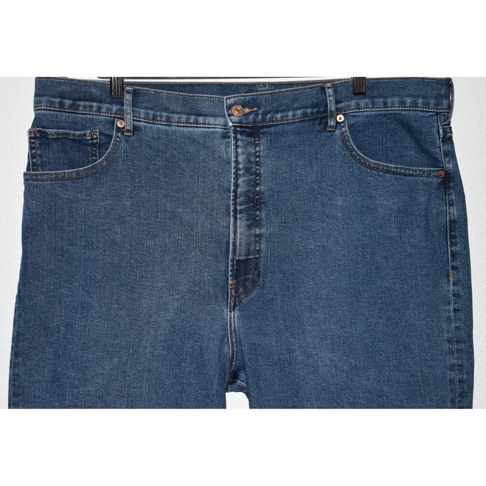 Express 18 Straight Jeans Super High Rise Blue Comfy Stretch Cotton Denim 5 Pkt